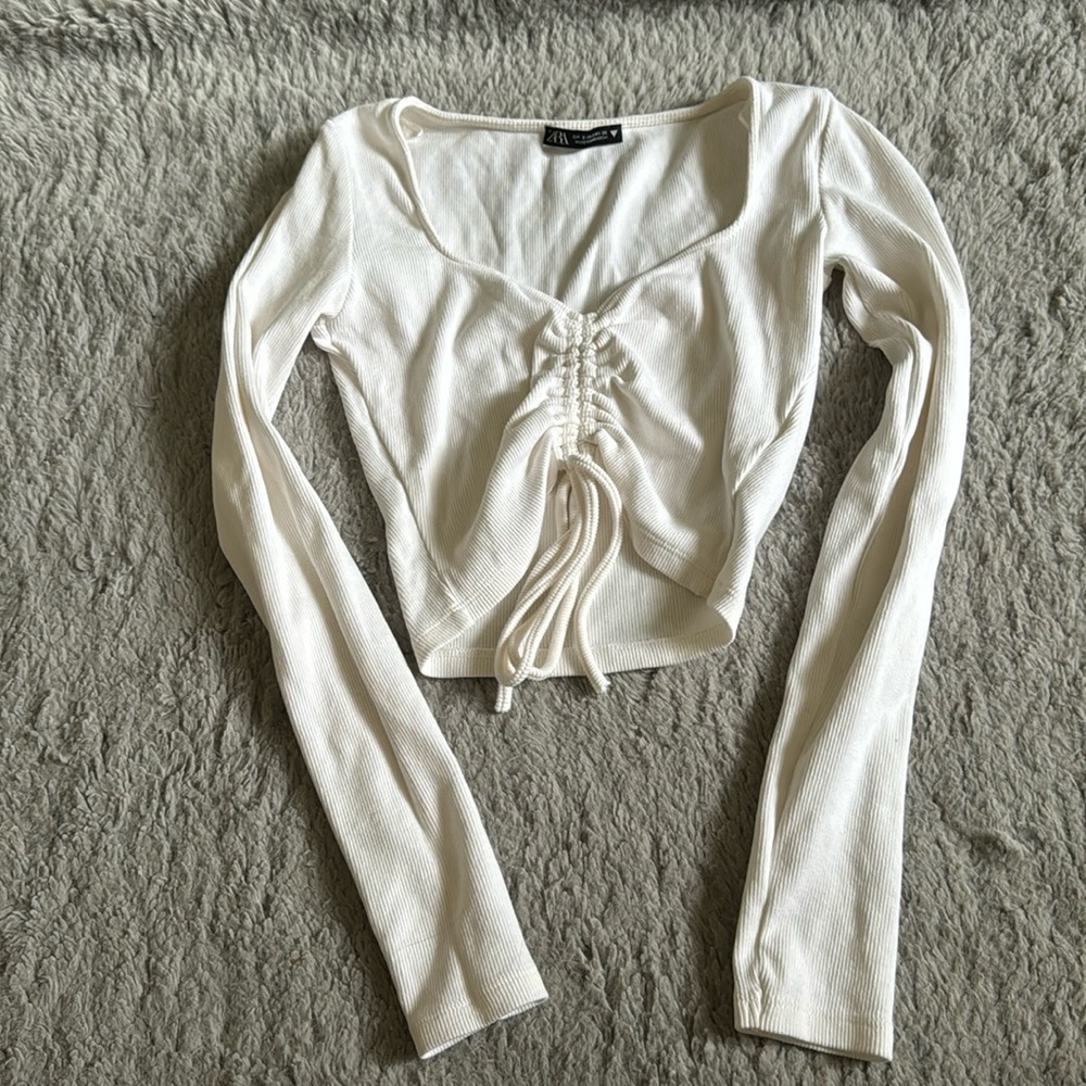 Zara Ruched Tie Up Long Sleeve